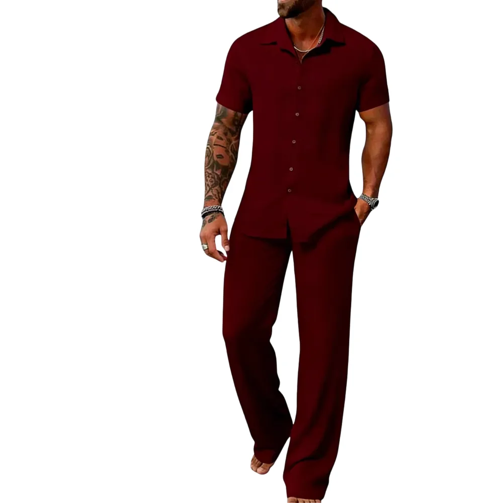 Men's Textured Two-Piece Set
