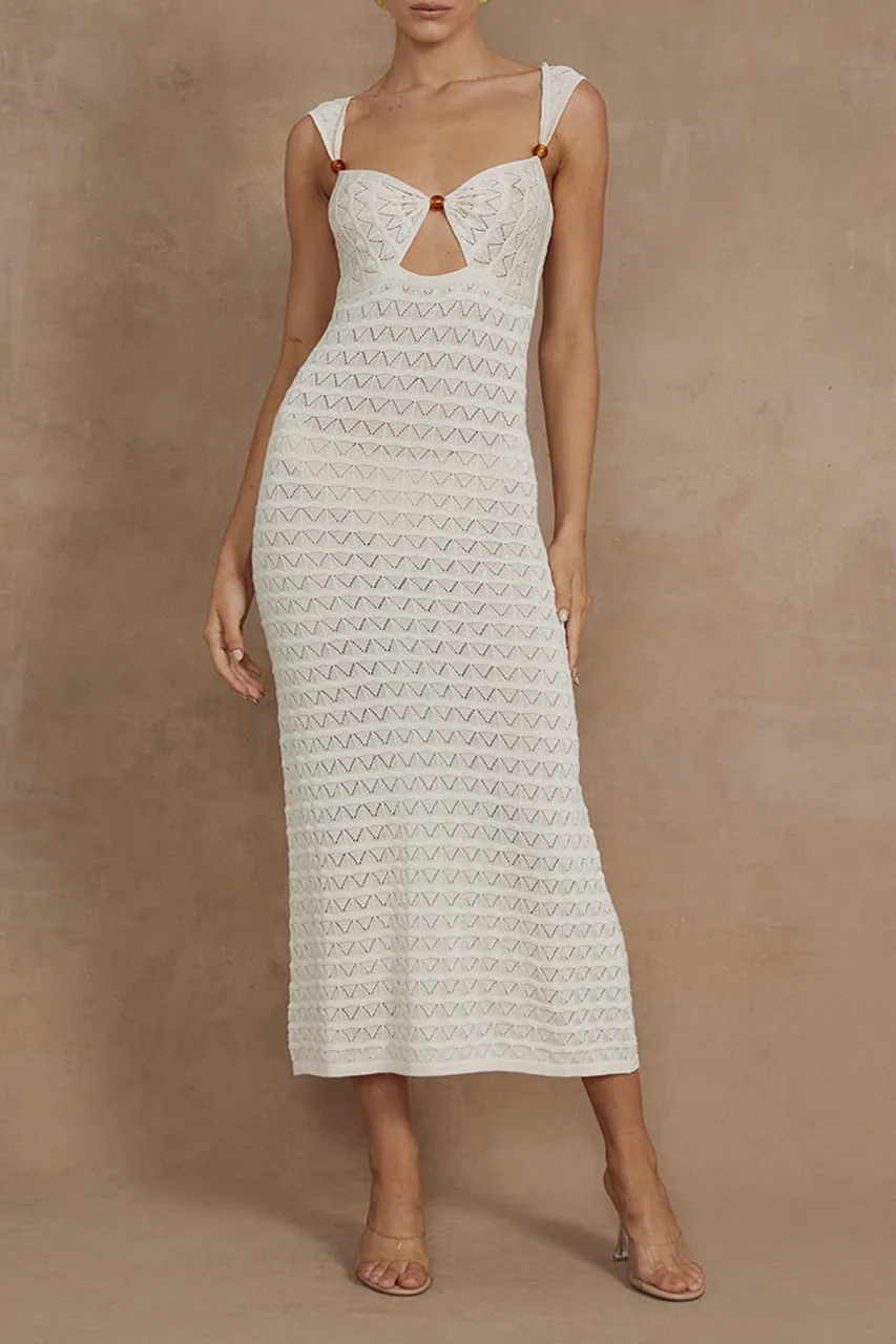 Luxe Crochet Cut Out Midi Dress