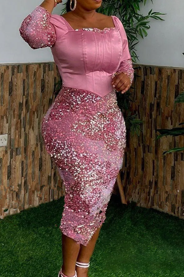Sequined On-trend Zipped Design Midi Dress