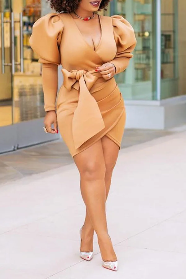 Modern V Neck Strappy Mini Dresses