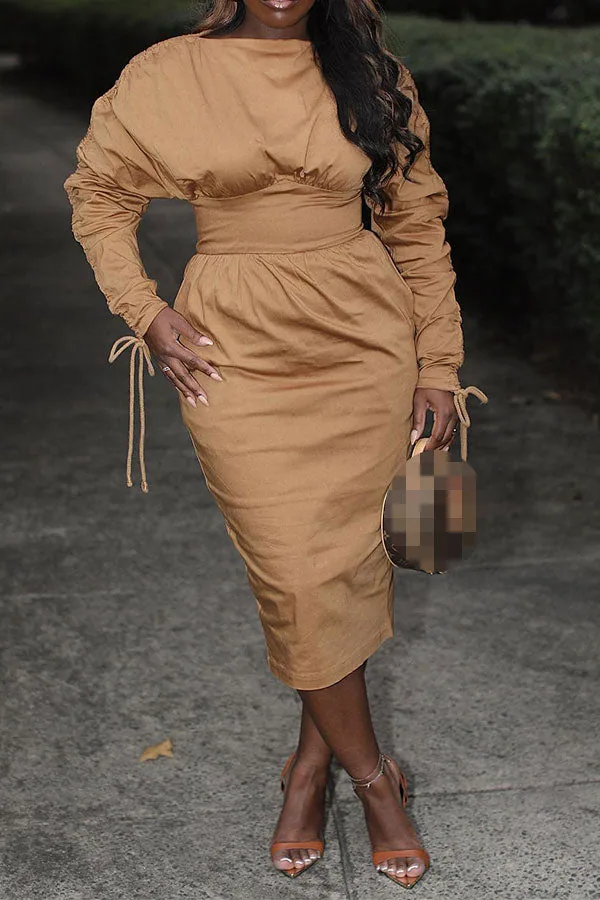 Pretty Open Back Lace-Up Midi Dress