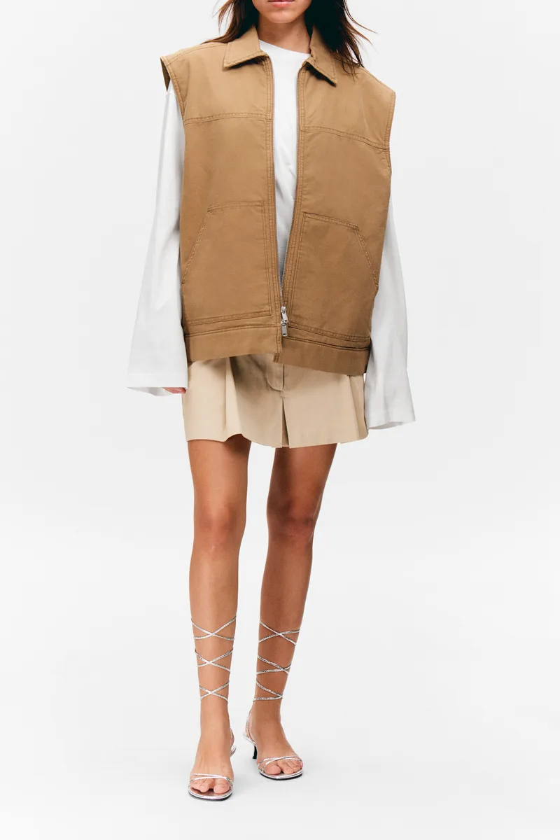 Canvas Zip Up Vest