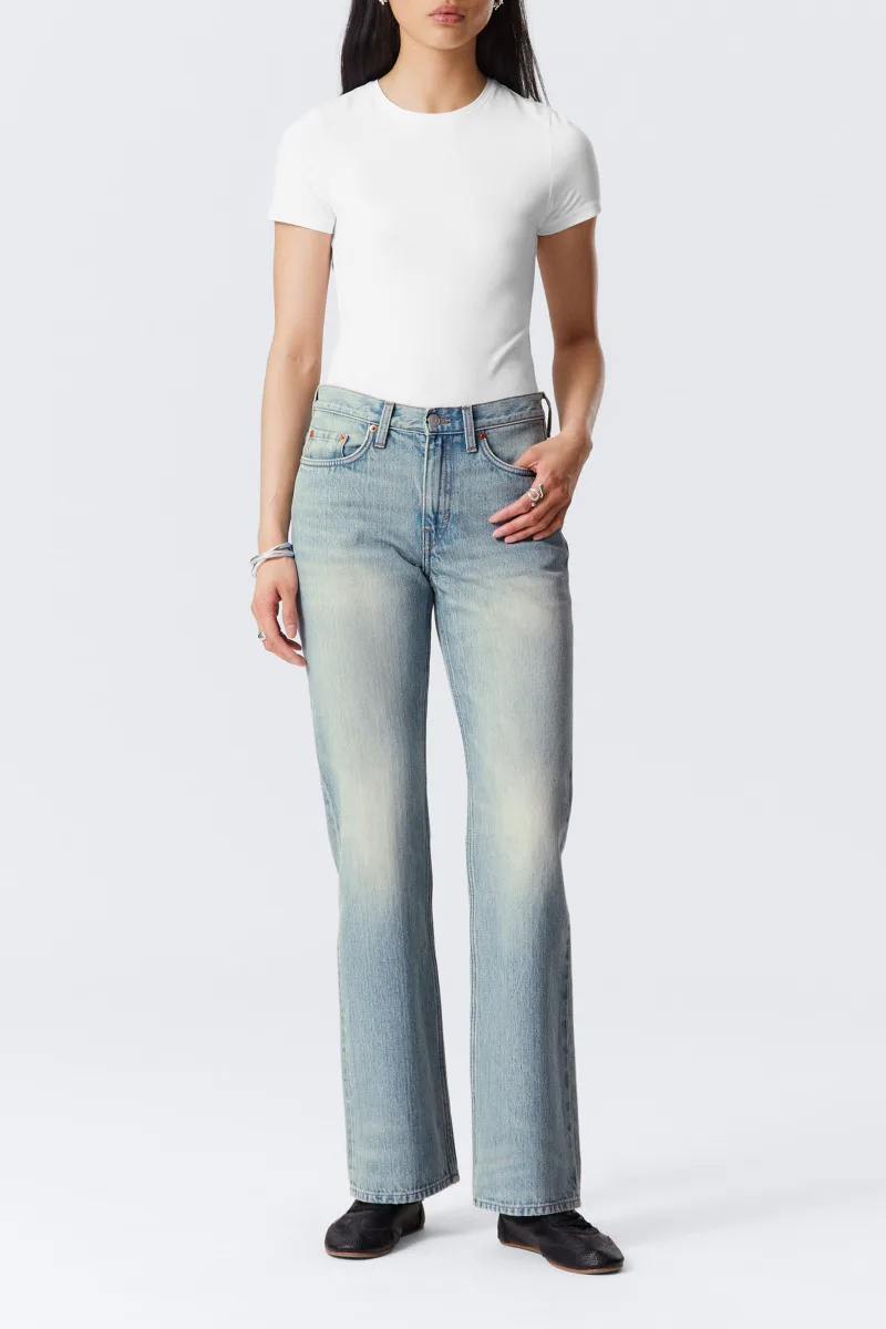Pocketed Mid Waist Bootcut Jeans
