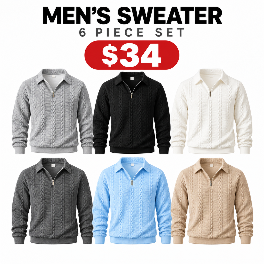 Men’s Outfits Knitted Polo Neck Long Sleeve Fitted Knitwear Sweatshirt for Daily Wear, Casual Basic Knitwear, Old Money Zipper Half Button Design, Casual Versatile Sweater Pullover, Essential for Man’s Wardrobe
